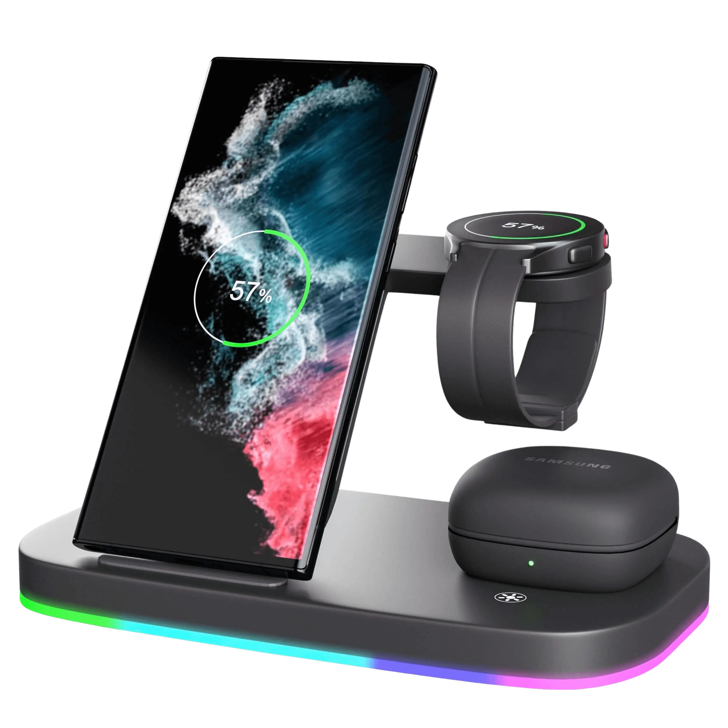 3 in 1 Samsung Wireless Charging Station for Samsung Galaxy S23 Ultra, Samsung Watch 5 Pro, Samsung Buds from Evolved Chargers