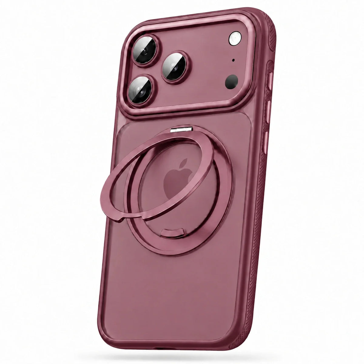 Cherry clear phone case with the ring stand open, viewed from the rear #color_Dark Cherry